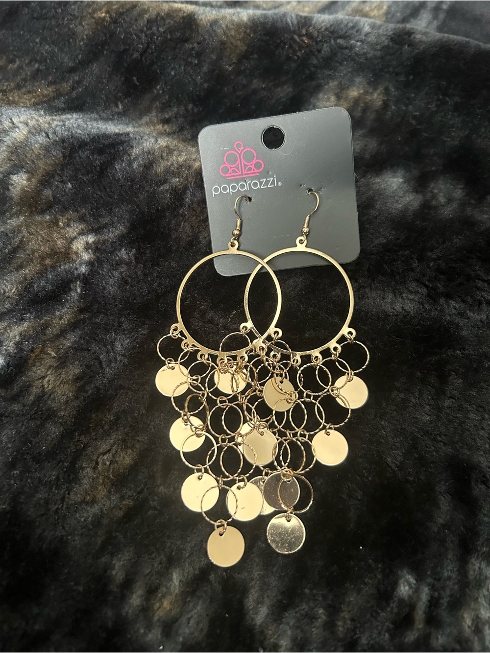 paparazzi Gold Cascading Hoop Disc Earrings